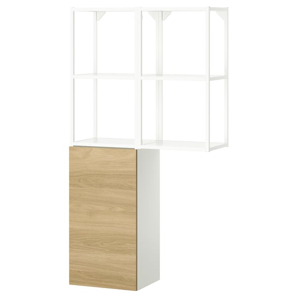 ENHET Mueble, blanco/Efecto roble, 80x32x150 cm