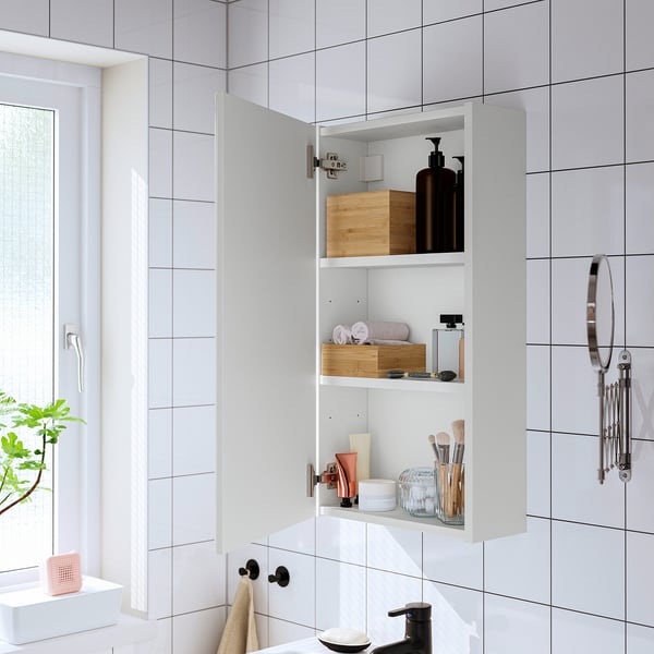 ENHET Mueble espejo con puerta, blanco, 40x17x75 cm