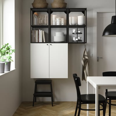 ENHET Mueble, gris oscuro/blanco, 120x32x150 cm