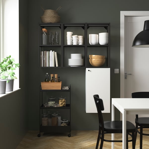 ENHET Mueble, gris oscuro/blanco, 120x32x150 cm