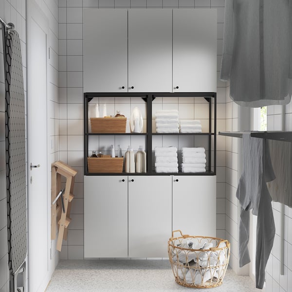 ENHET Mueble, gris oscuro/blanco, 120x32x225 cm