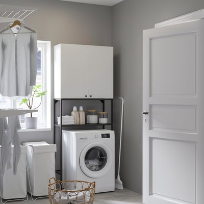 ENHET Mueble, gris oscuro/blanco, 80x32x204 cm