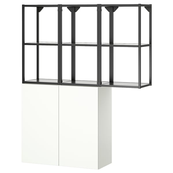 ENHET Mueble, gris oscuro/blanco, 120x32x150 cm