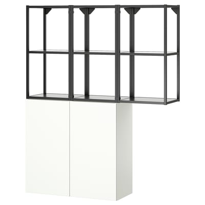 ENHET Mueble, gris oscuro/blanco, 120x32x150 cm
