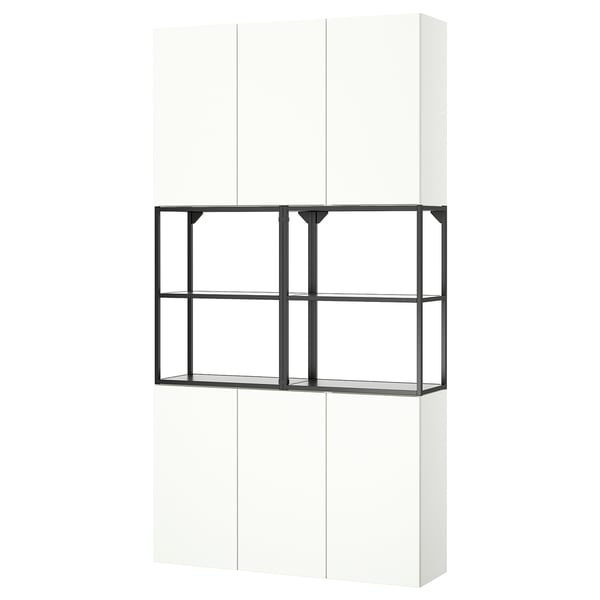 ENHET Mueble, gris oscuro/blanco, 120x32x225 cm