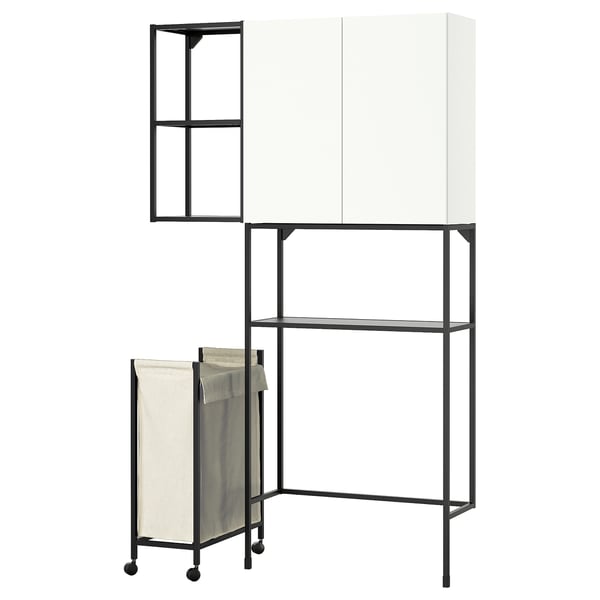 ENHET Mueble, gris oscuro/blanco, 120x32x204 cm