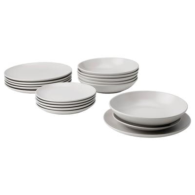 FÄRGKLAR Vajilla 18 piezas, Mate gris claro