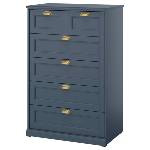 FÅGELFJÄLLET Cómoda de 6 cajones, azul grisáceo oscuro, 82x51x123 cm
