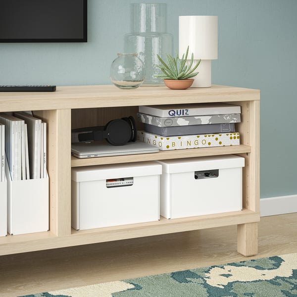 FJÄDERHARV Caja con tapa, blanco, 25x35x16 cm