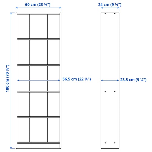 GERSBY Biblioteca, blanco, 60x180 cm