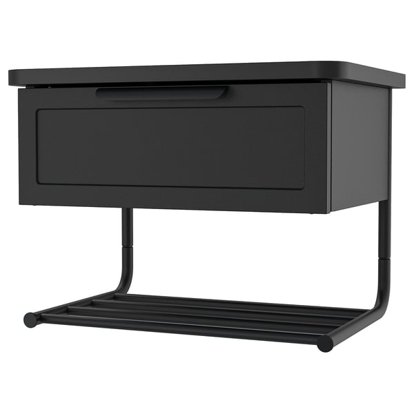 GRÅFJÄLLET Mesita de noche de pared, gris oscuro, 42x29x31 cm