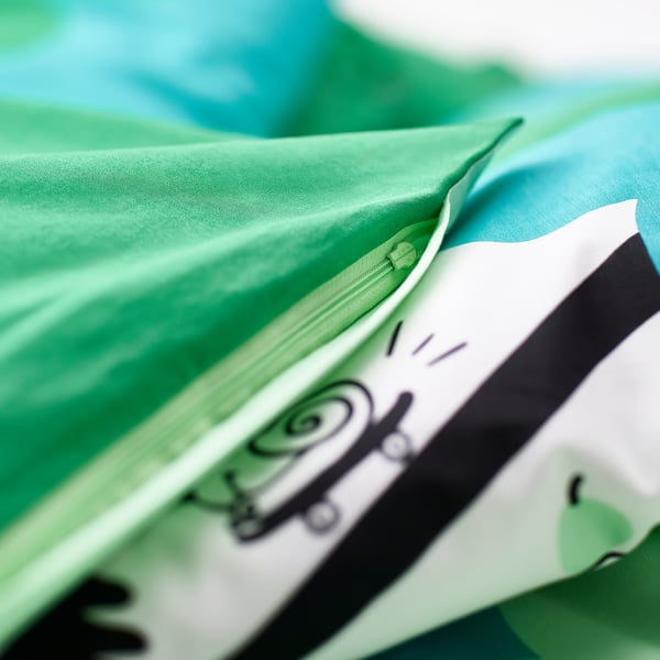 GRÖNFINK Ropa de cuna, 3 piezas, verde/turquesa, 60x120 cm