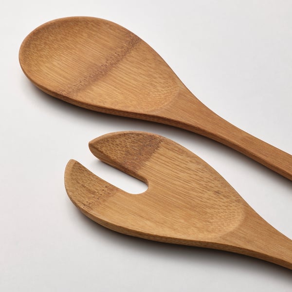 GRÖNSAKER Cubiertos para servir, 2 piezas, bambú