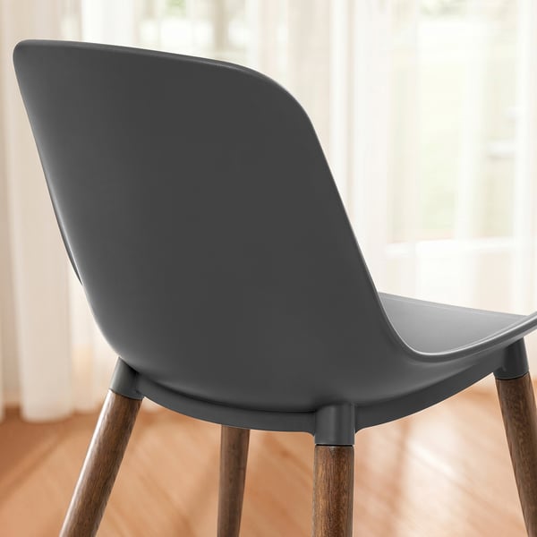 GRÖNSTA Silla con apoyabrazos int / ext, gris/café oscuro con madera
