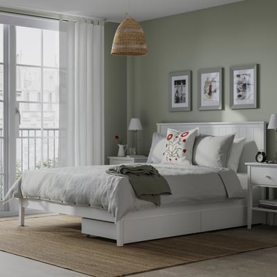 GULLABERG Estructura de cama con 2 cajones, blanco, 180x200 cm