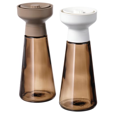 HALVTOM Molinillo pimienta, Vidrio/café, 19 cm