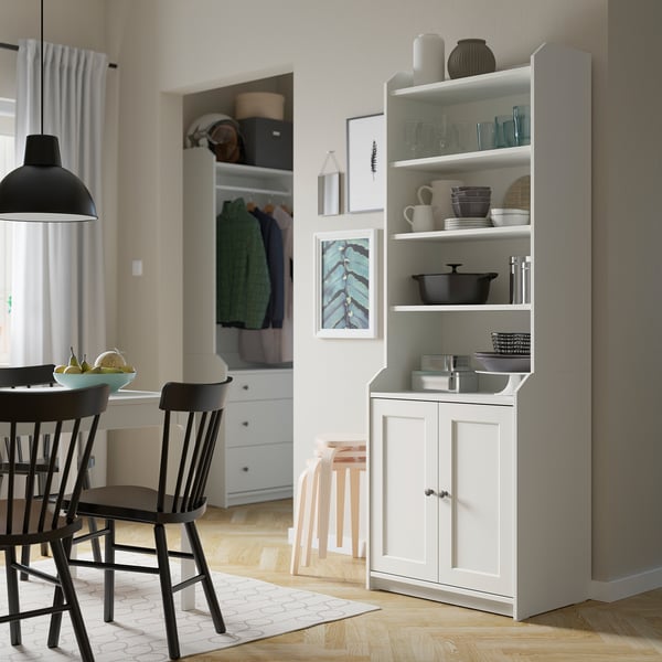 HAUGA Mueble con entrepaños y puertas, blanco, 70x199 cm
