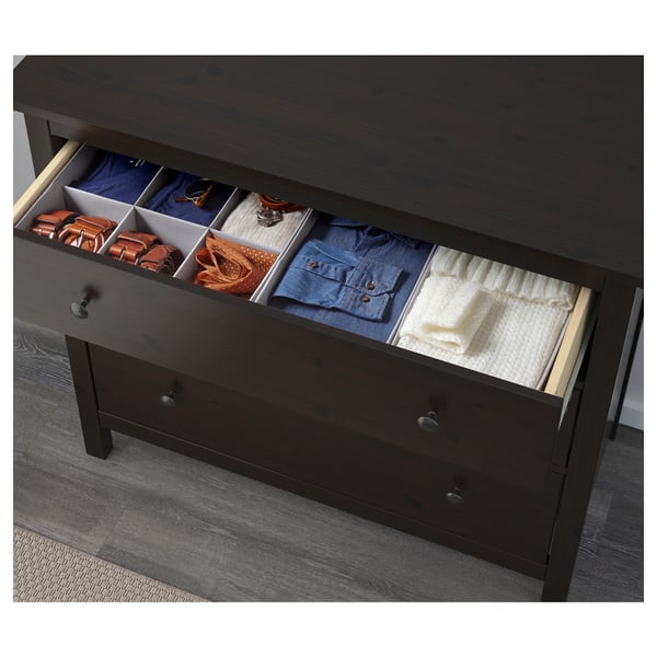 HEMNES Cómoda de 3 cajones, negro con café, 108x96 cm