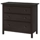 HEMNES Cómoda de 3 cajones, negro con café, 108x96 cm