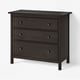 HEMNES Cómoda de 3 cajones, negro con café, 108x96 cm