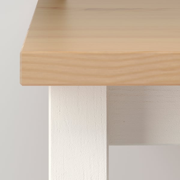 HEMNES Mesa de centro, tinte blanco/café claro, 90x90 cm