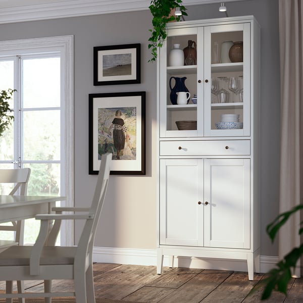 IDANÄS Vitrina con 1 cajón, blanco, 81x39x211 cm