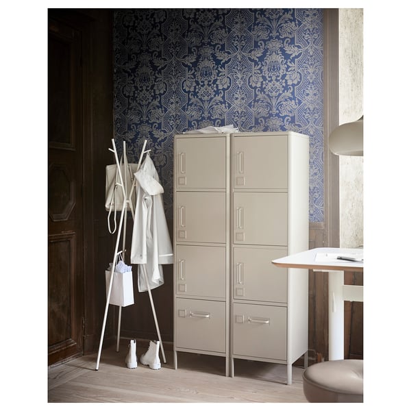 IDÅSEN Biblioteca con cajón y puertas, beige, 45x172 cm
