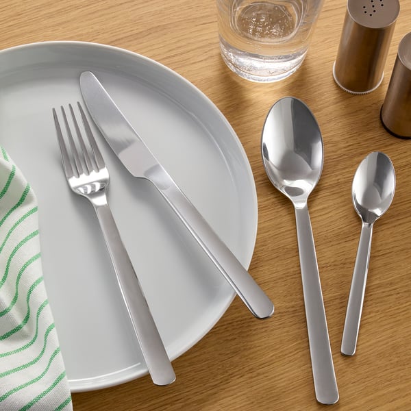 IKEA 365+ Set cubiertos, 24 piezas, Acero inoxidable