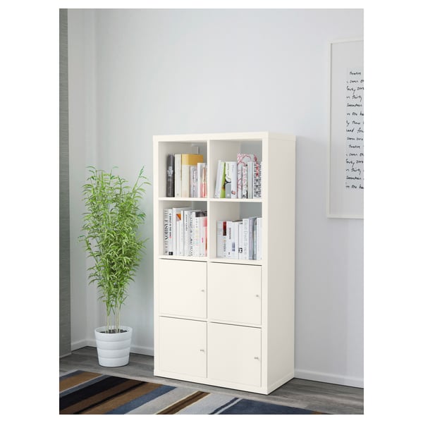 KALLAX Estantería con puertas, blanco, 77x147 cm