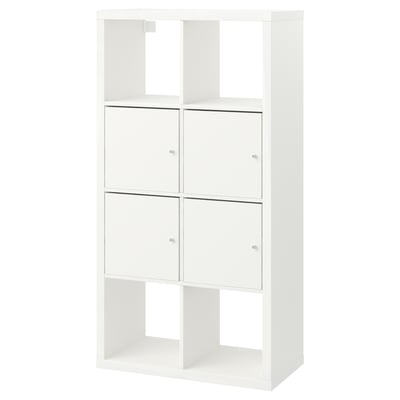KALLAX Estantería con puertas, blanco, 77x147 cm