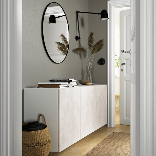 KALLVIKEN Puerta, gris claro Efecto cemento, 60x64 cm