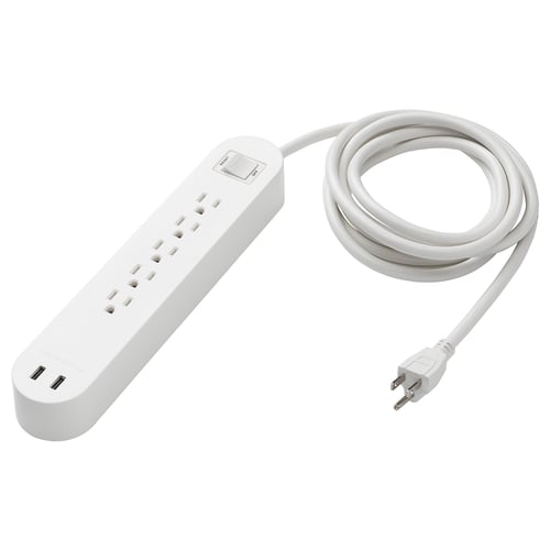 KOPPLA Multitoma 5 salidas y 2 puertos USB, blanco, 3.0 m