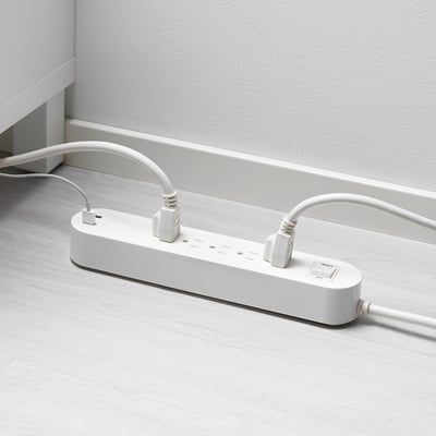 KOPPLA Multitoma 5 salidas y 2 puertos USB, blanco, 3.0 m