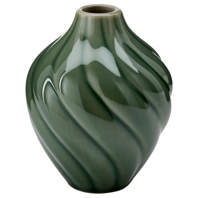 KORNSPARV Florero, verde, 12 cm