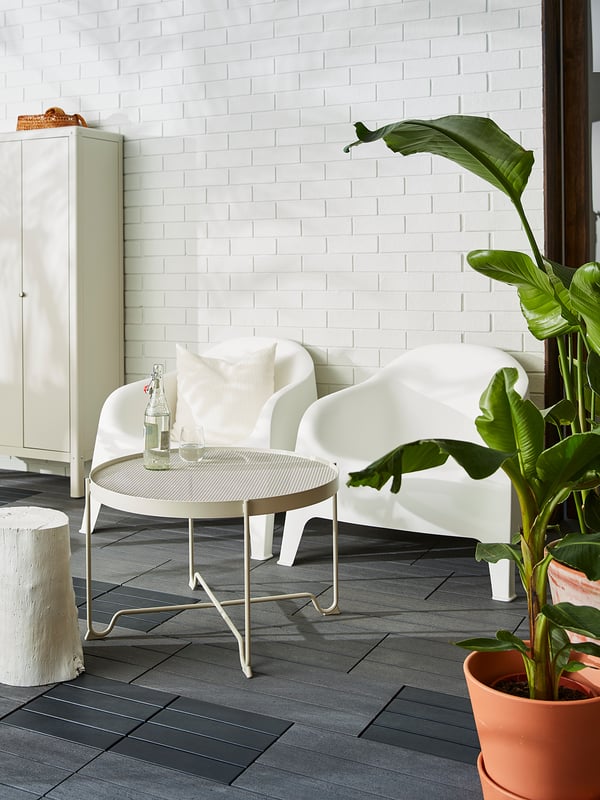 KROKHOLMEN Mesa de centro de exterior, beige, 73 cm