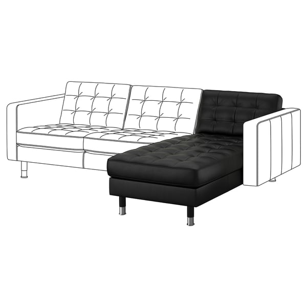 LANDSKRONA Chaiselongue, módulo adicional, Grann/Bomstad negro con metal