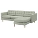 LANDSKRONA Sofá 3 puestos, Con chaiselongue/Gunnared verde claro con madera
