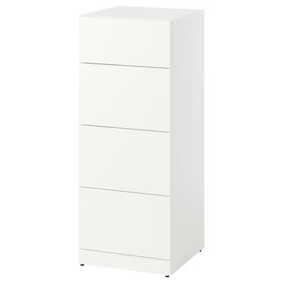 LASTARE Cómoda de 4 cajones, blanco, 40x42x100 cm
