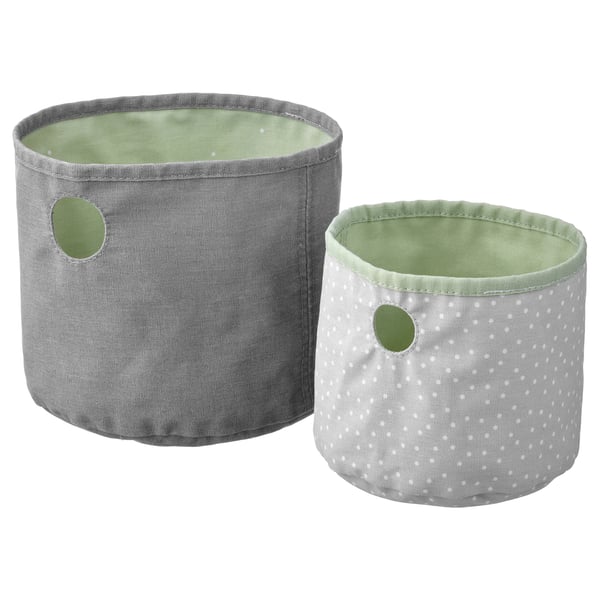 LEN Set de 2 cajas, verde/gris claro