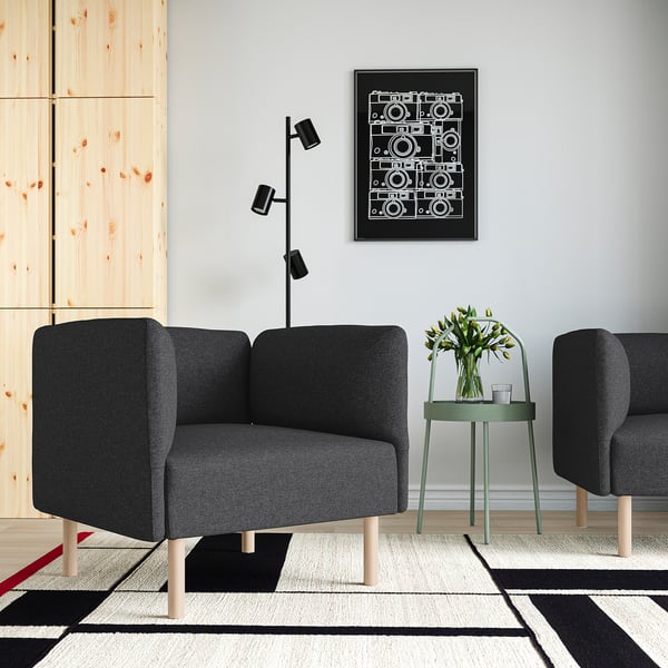 LILLEHEM Poltrona, Gunnared/gris oscuro Madera