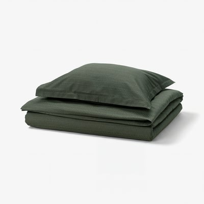 LUKTVICKER Funda de plumón y funda almohada, verde oscuro, 150x200/50x60 cm