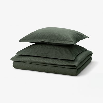 LUKTVICKER Funda plumón con 2 fundas almohada, verde oscuro, 240x220/50x60 cm
