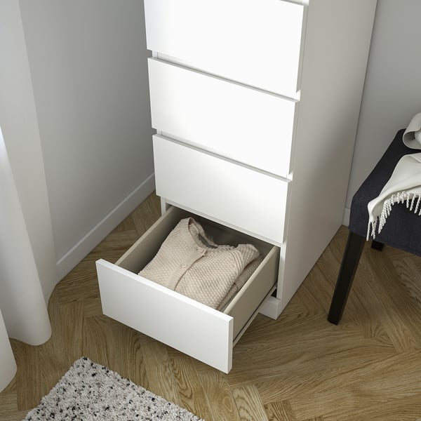 MALM Cómoda de 6 cajones, blanco/Espejo, 40x123 cm