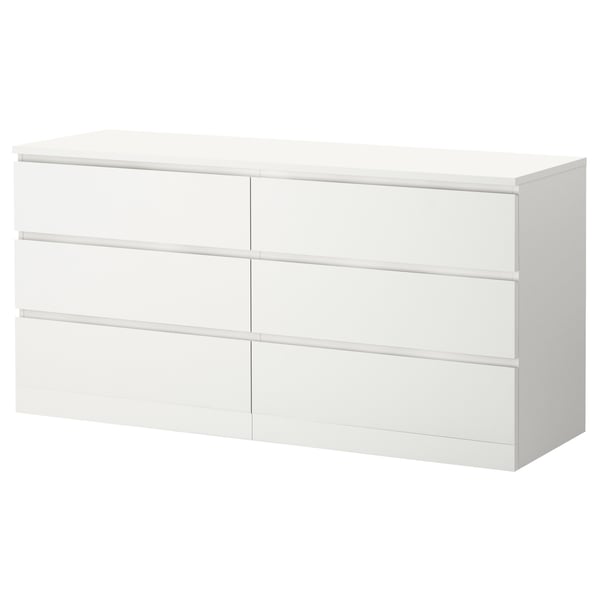 MALM Cómoda de 6 cajones, blanco, 160x78 cm