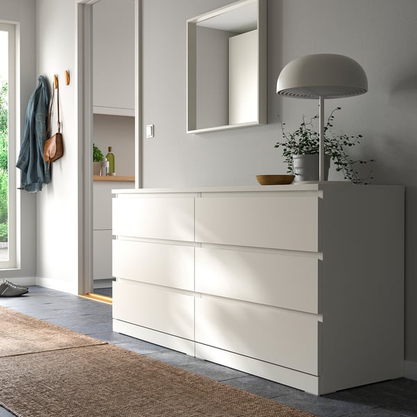 MALM Cómoda de 6 cajones, blanco, 160x78 cm