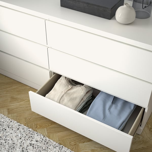 MALM Cómoda de 6 cajones, blanco, 160x78 cm