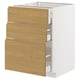 METOD / MAXIMERA Mueble con 3 cajones, blanco/Voxtorp Efecto roble, 60x60 cm