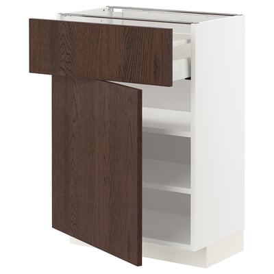 METOD / MAXIMERA Mueble inferior con cajón y puerta, blanco/Sinarp café, 60x37 cm