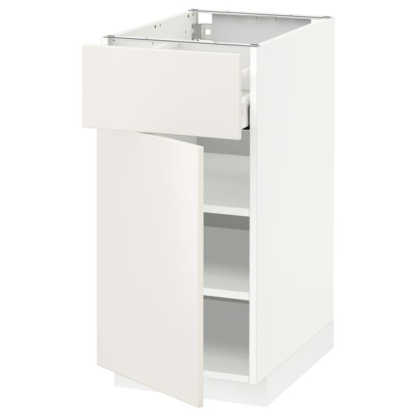 METOD / MAXIMERA Mueble inferior con cajón y puerta, blanco/Veddinge blanco, 40x60 cm