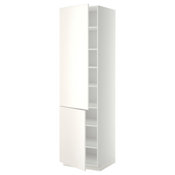 METOD Mueble alto + entrepaños y puertas, blanco/Veddinge blanco, 60x60x220 cm